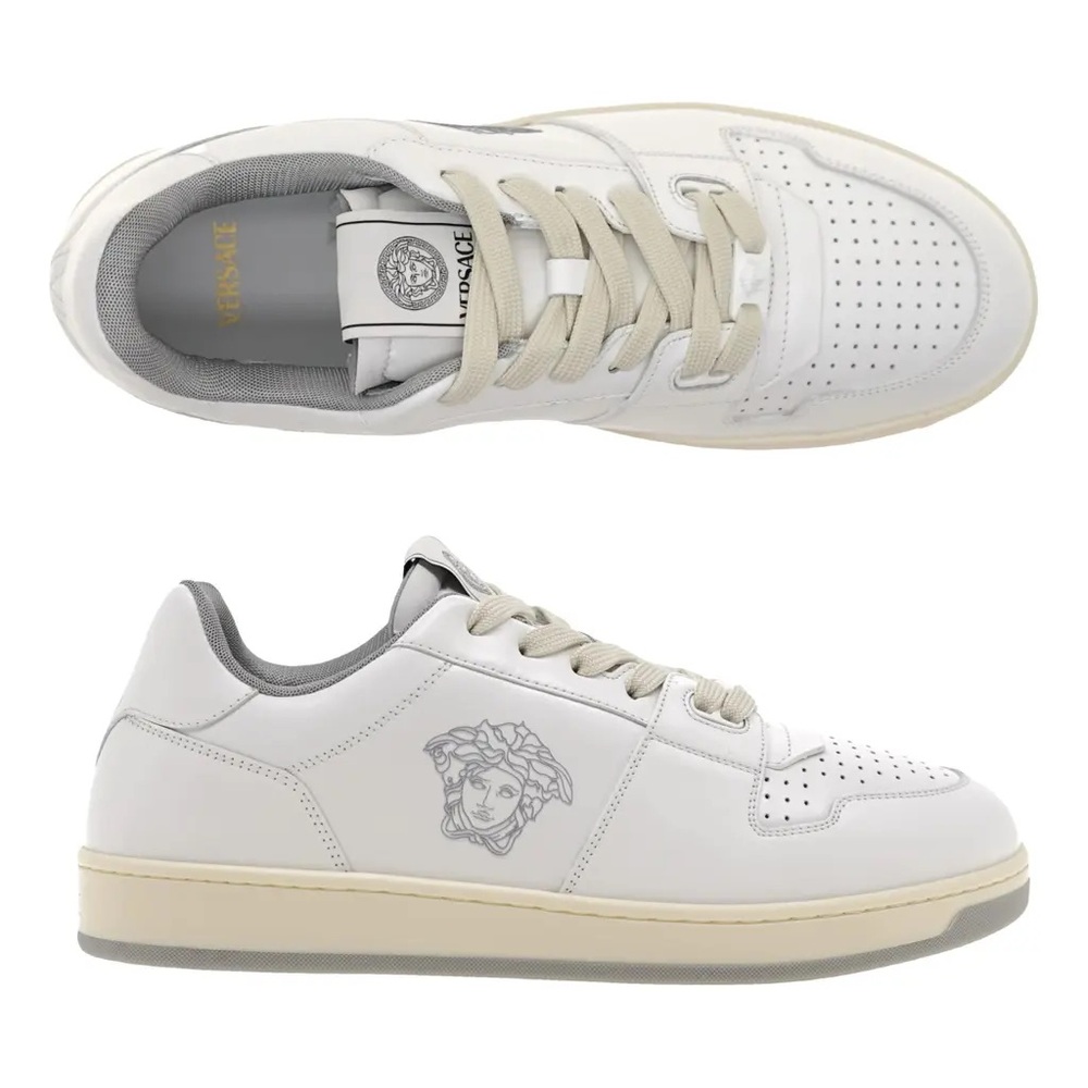 VERSACE Logo Low Top Leather Sneakers